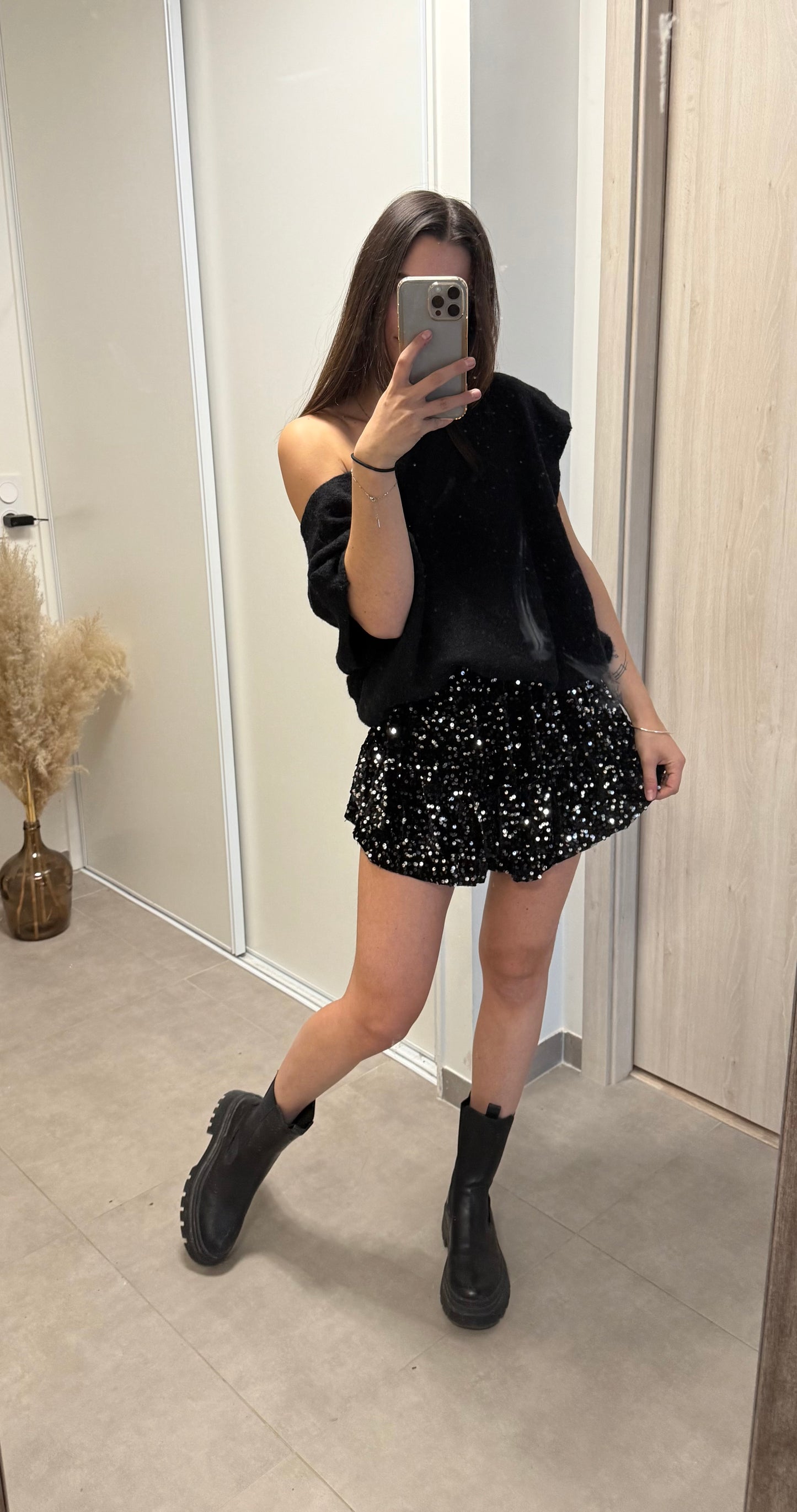 JUPE SHORT SYLVIA- Noir